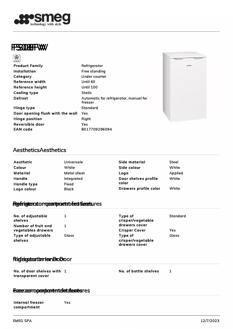 Image de la première page du manuel de l'appareil FS08FW