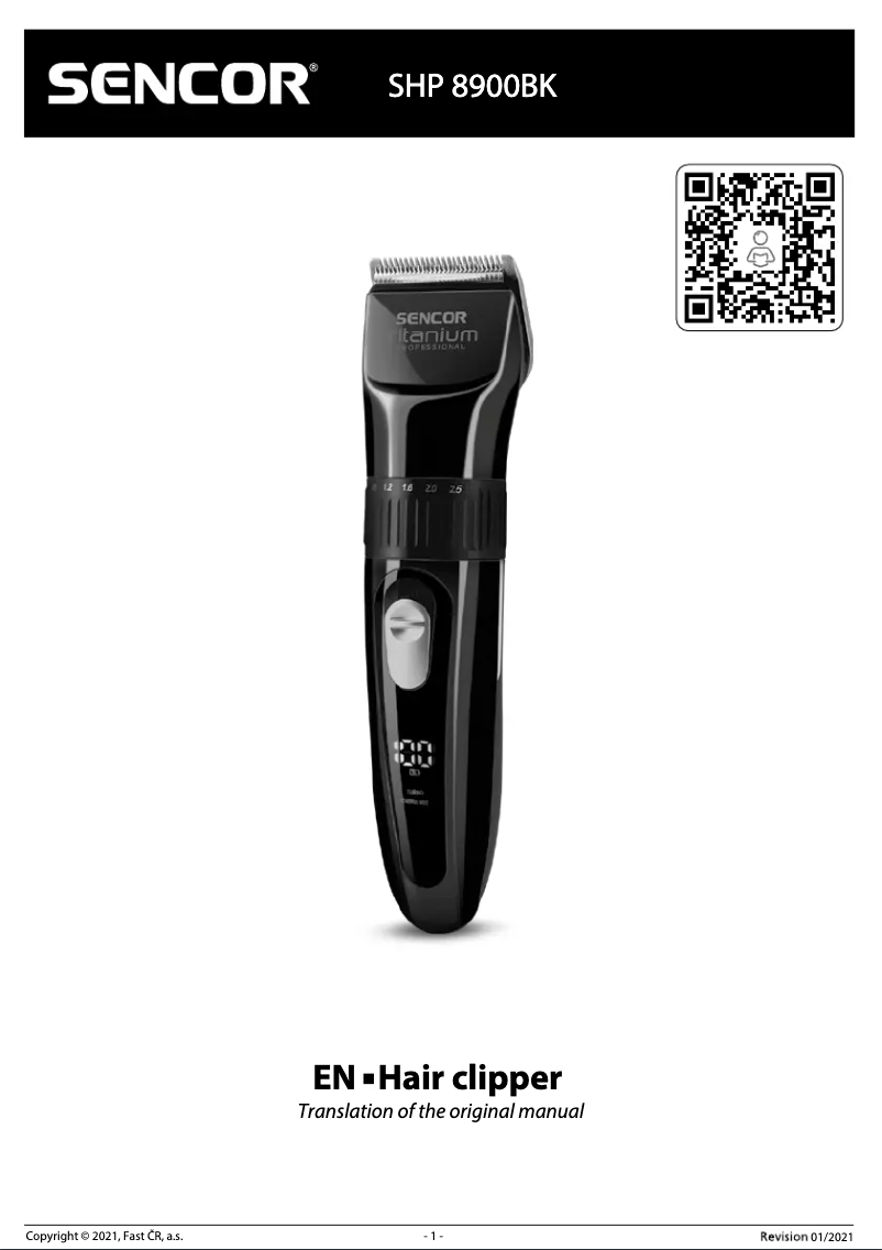 Page 1 de la notice Manuel utilisateur Sencor SHP 8900BK