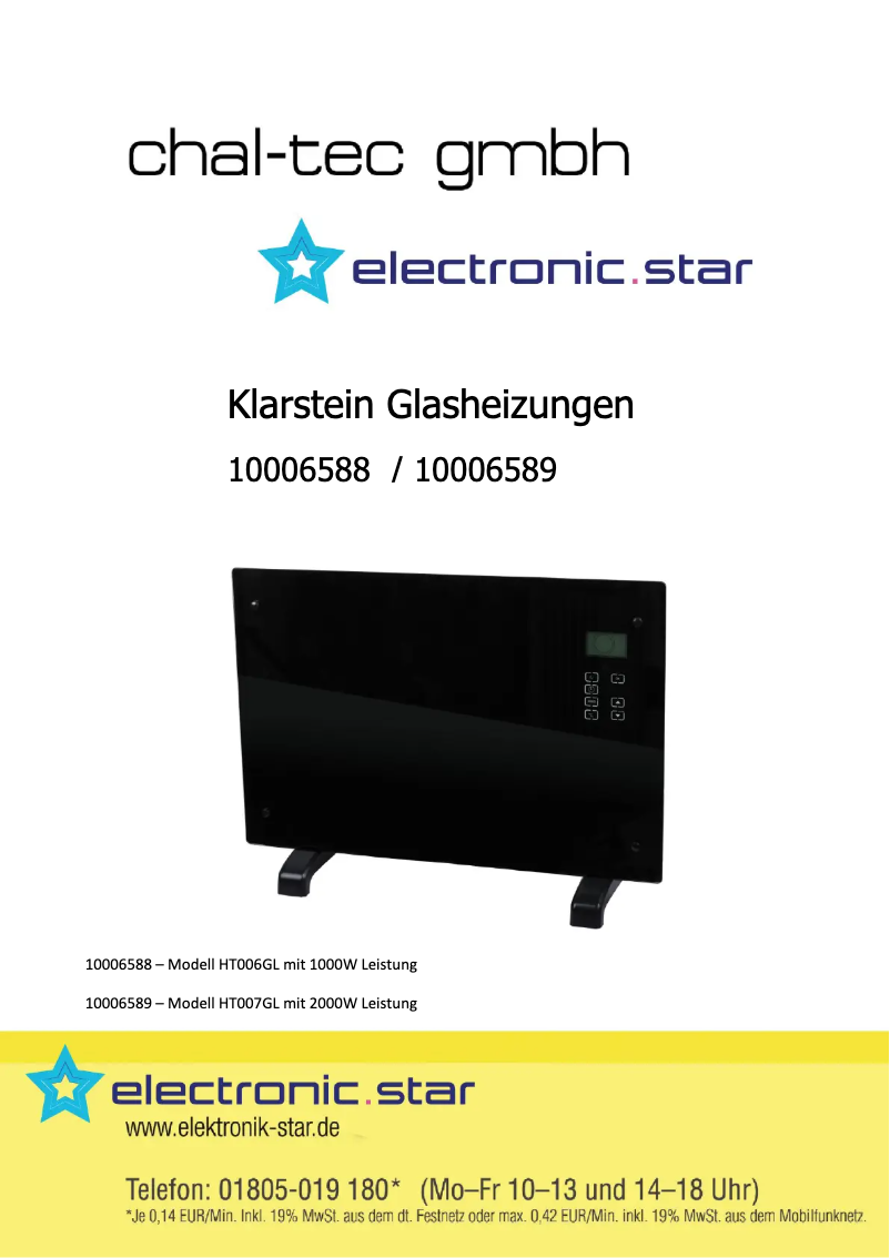 Page 1 de la notice Manuel utilisateur Klarstein HT007GL