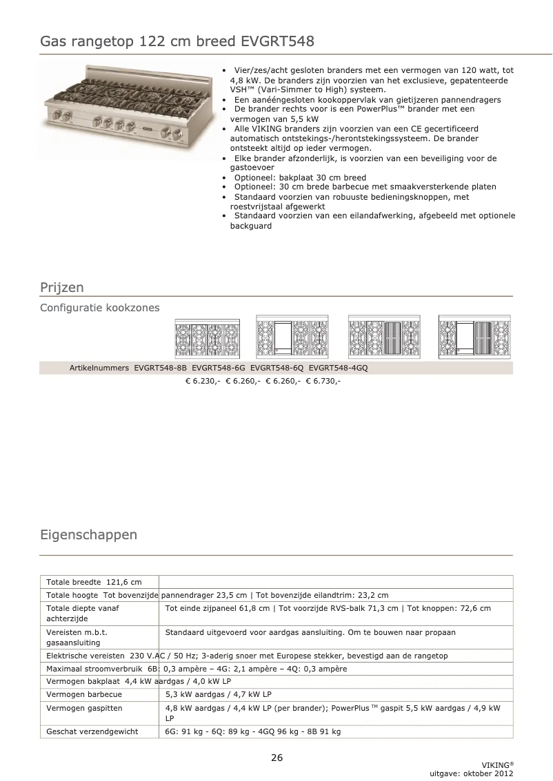 Page 1 de la notice Manuel utilisateur Viking EVGRT548