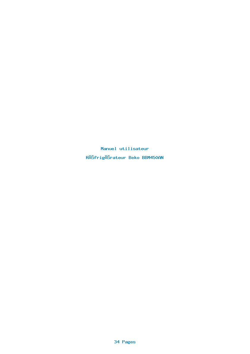 Image de la première page du manuel de l'appareil BBM450AN