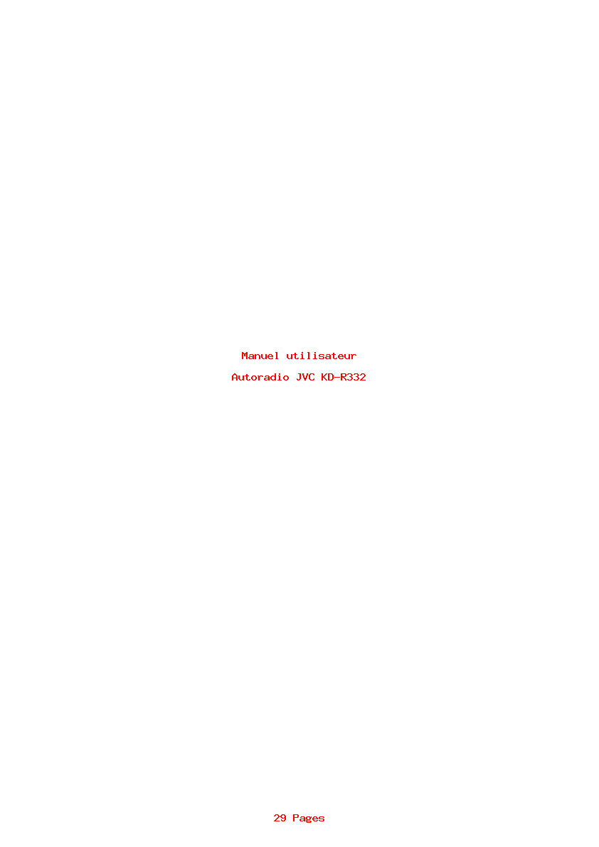 Page 1 de la notice Manuel utilisateur JVC KD-R332