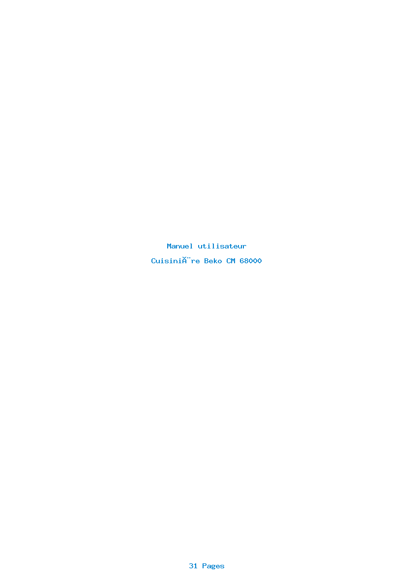 Page 1 de la notice Manuel utilisateur Beko CM 68000