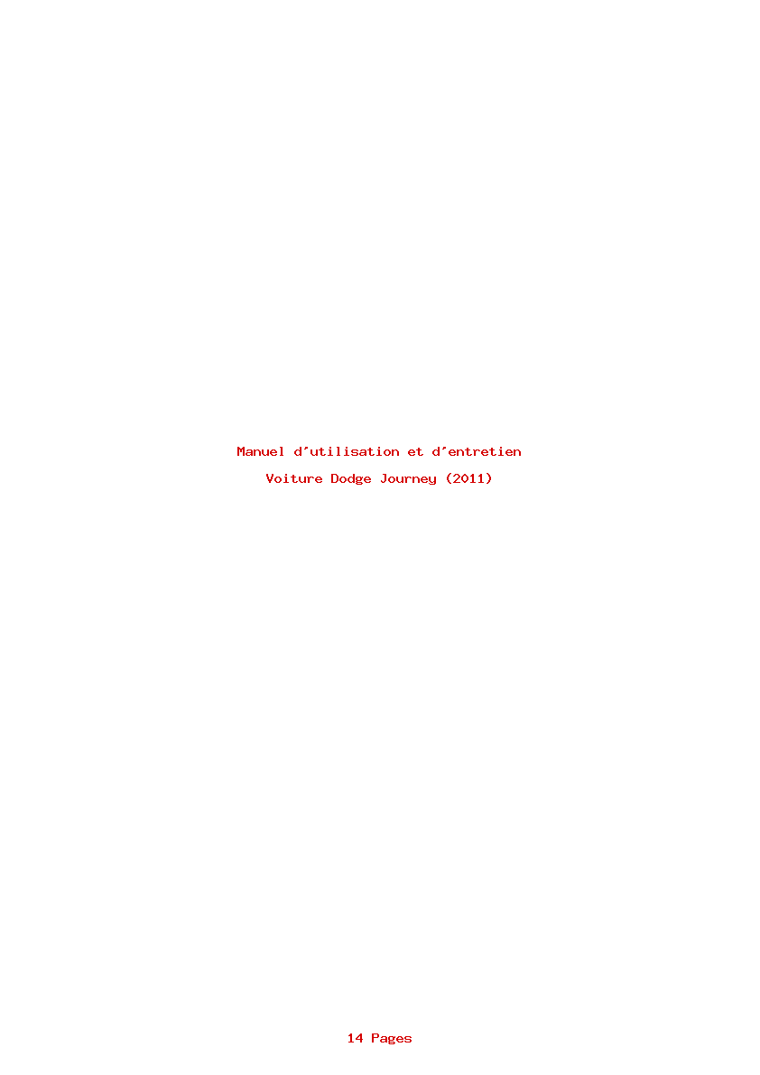 Page 1 de la notice Manuel d'utilisation et d'entretien Dodge Journey (2011)