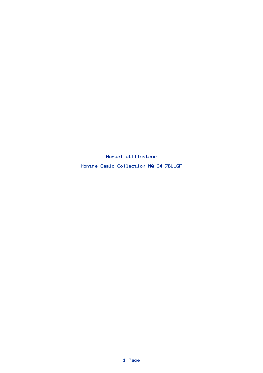 Page 1 de la notice Manuel utilisateur Casio Collection MQ-24-7BLLGF