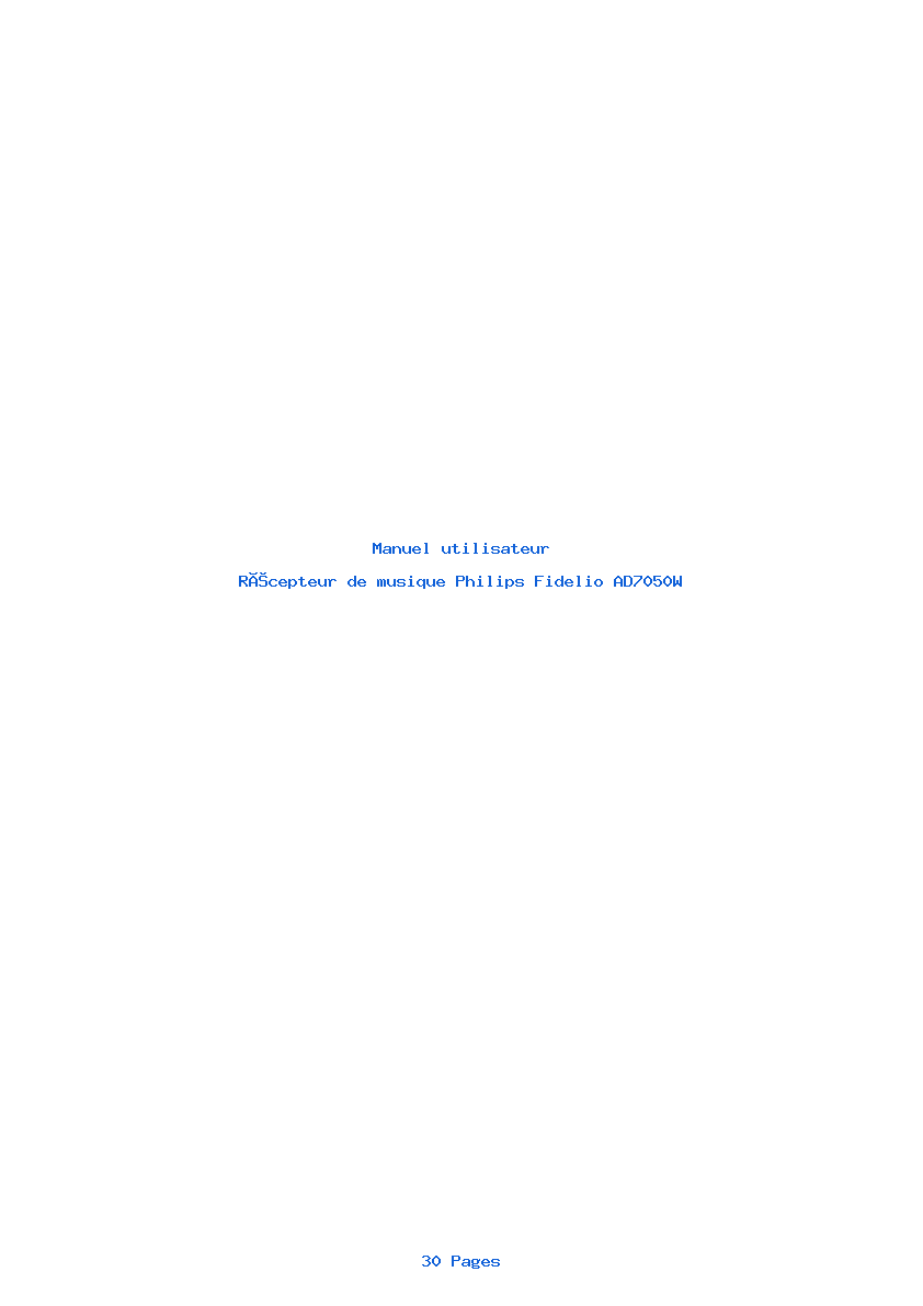 Page 1 de la notice Manuel utilisateur Philips Fidelio AD7050W