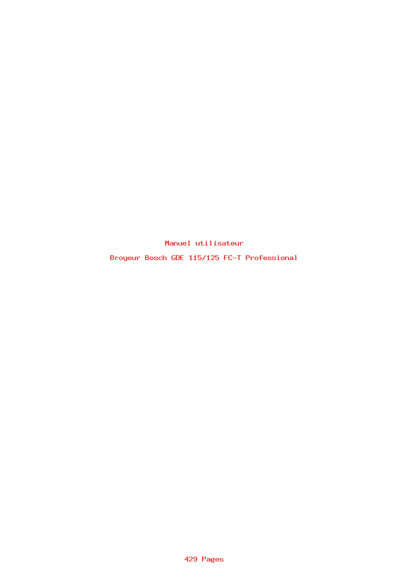 Page 1 de la notice Manuel utilisateur Bosch GDE 115/125 FC-T Professional