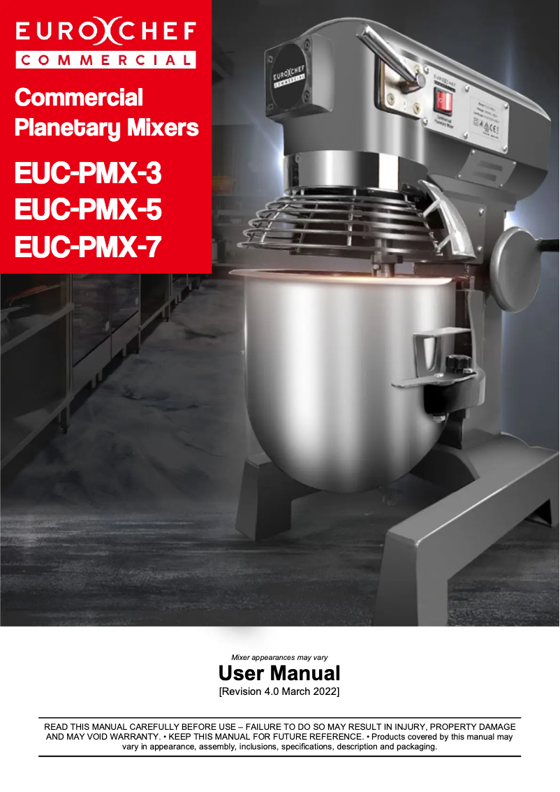 Page 1 de la notice Manuel utilisateur Eurochef EUC-PMX-7