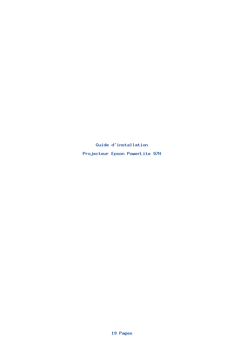 Page 1 de la notice Guide d'installation Epson PowerLite 97H