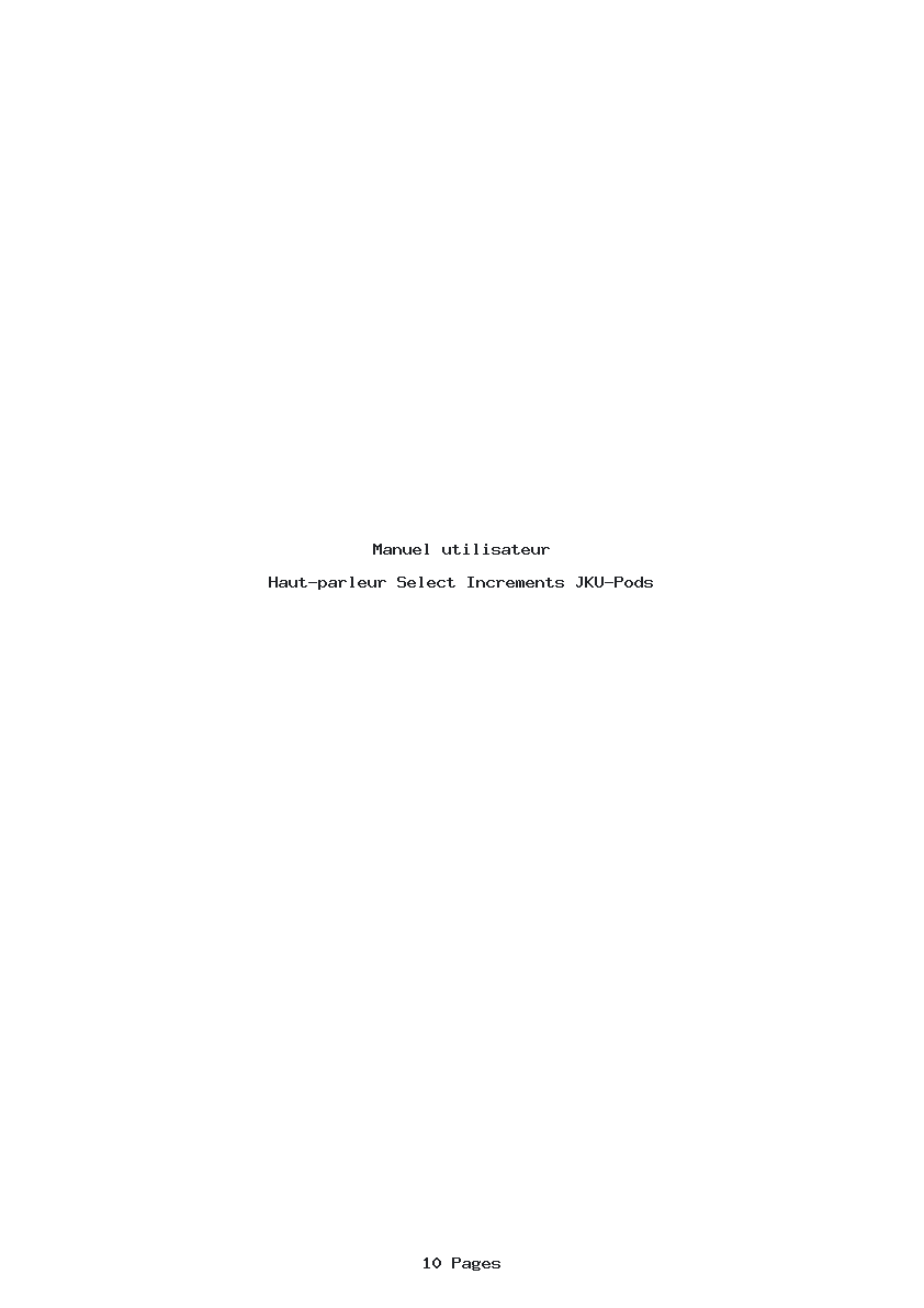 Page 1 de la notice Manuel utilisateur Select Increments JKU-Pods