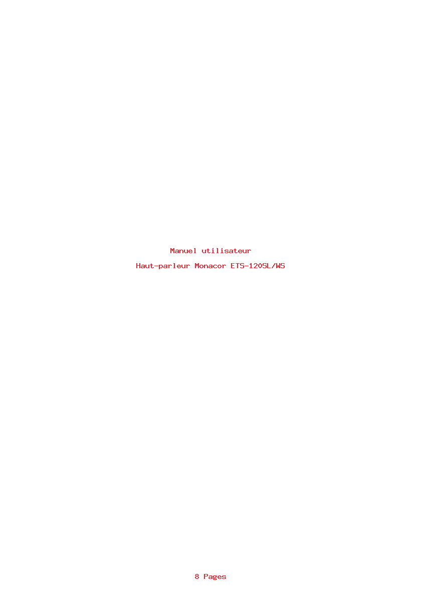 Page 1 de la notice Manuel utilisateur Monacor ETS-120SL/WS