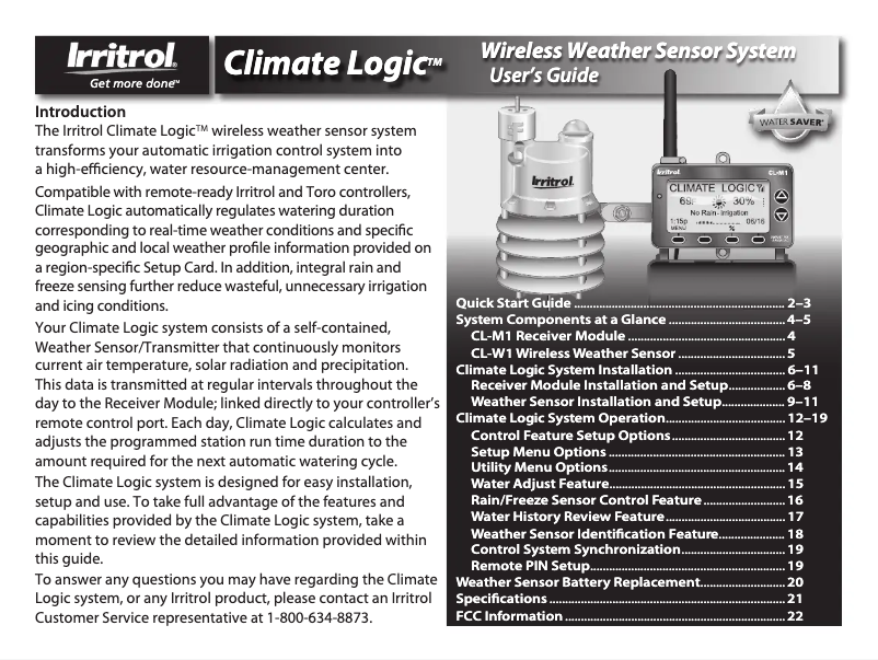 Página 1 del manual Manual de usuario Irritrol CL-M1