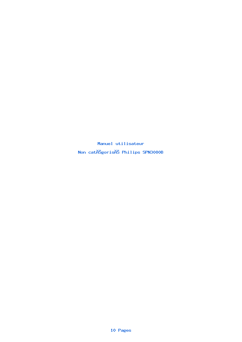 Page 1 de la notice Manuel utilisateur Philips SPN3080B