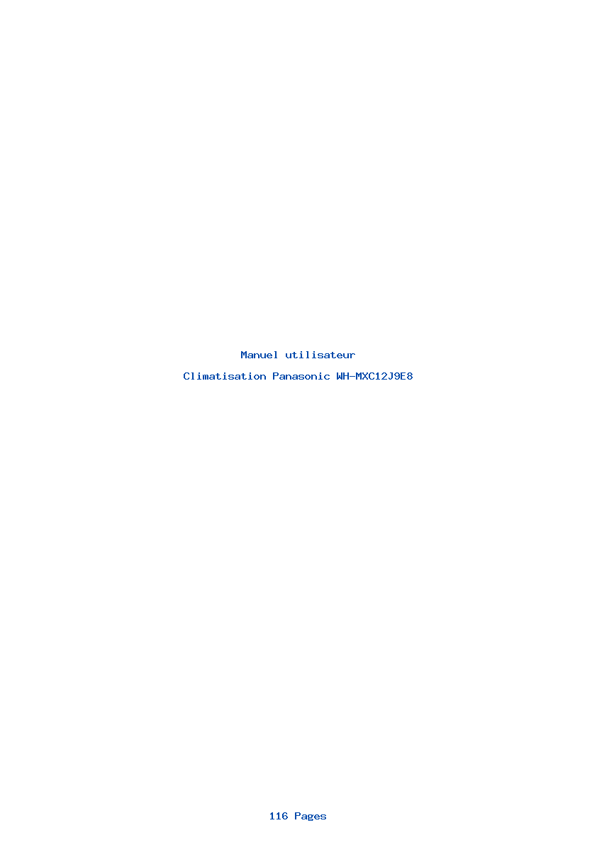 Page 1 de la notice Manuel utilisateur Panasonic WH-MXC12J9E8