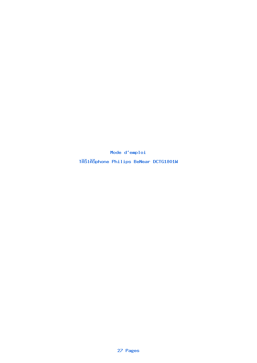 Page 1 de la notice Mode d'emploi Philips BeNear DCTG1801W