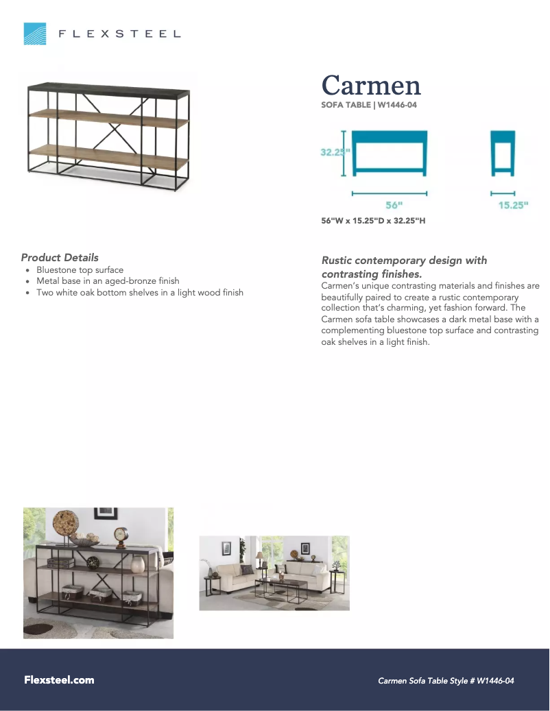 Page 1 de la notice Manuel utilisateur Flexsteel Carmen W1446-04