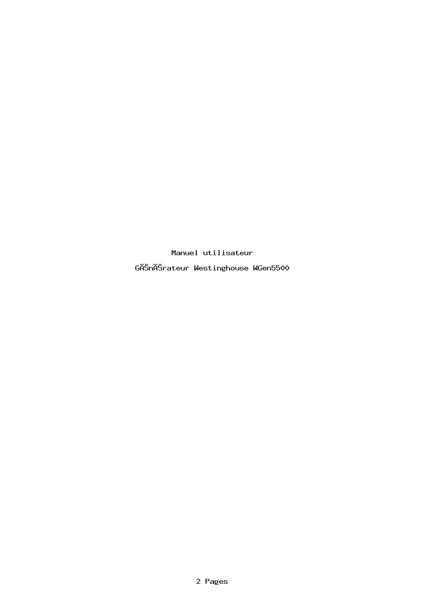 Page 1 de la notice Manuel utilisateur Westinghouse WGen5500