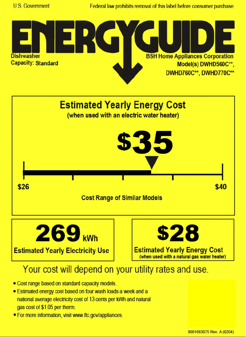 Page 1 de la notice Label énergétique Thermador DWHD770CFP