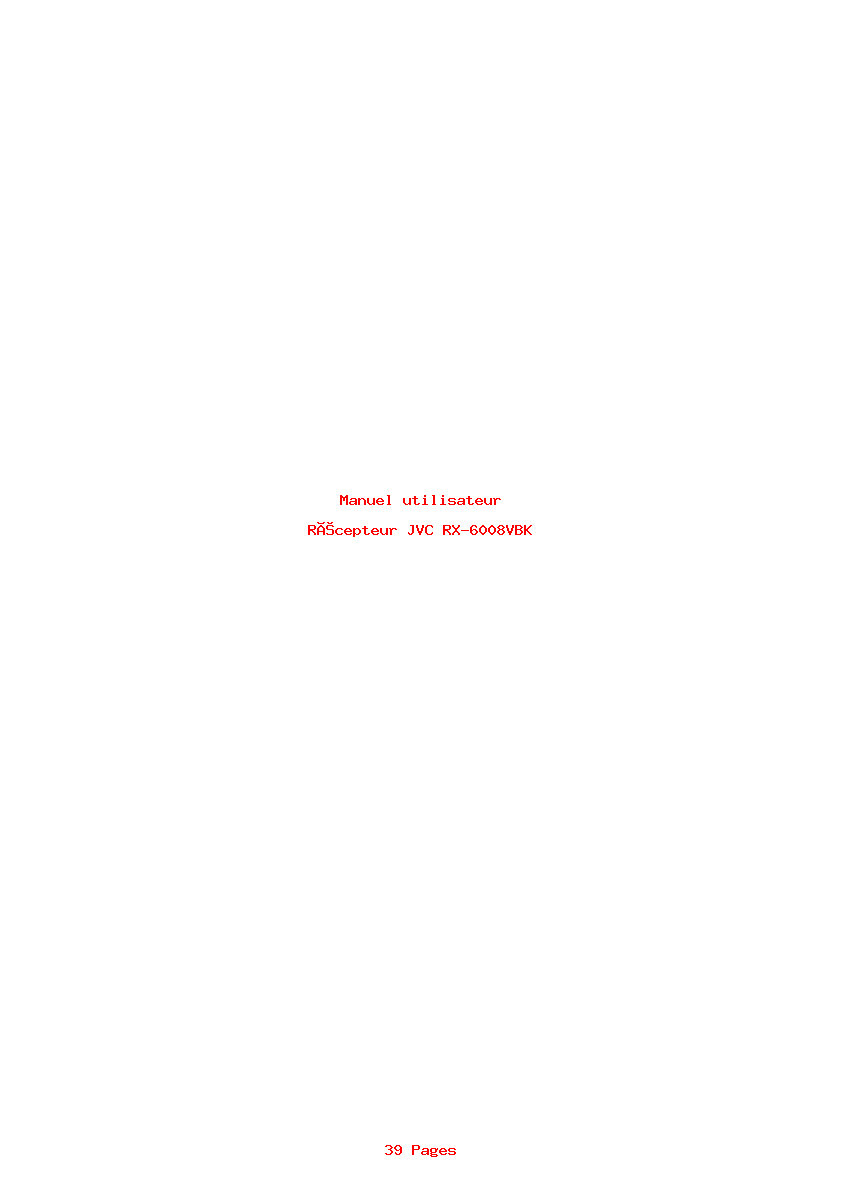 Page 1 de la notice Manuel utilisateur JVC RX-6008VBK