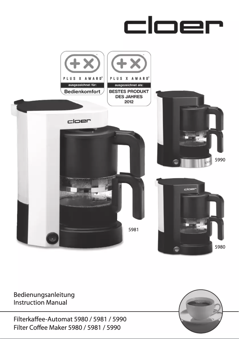 Page 1 de la notice Manuel utilisateur Cloer 5980