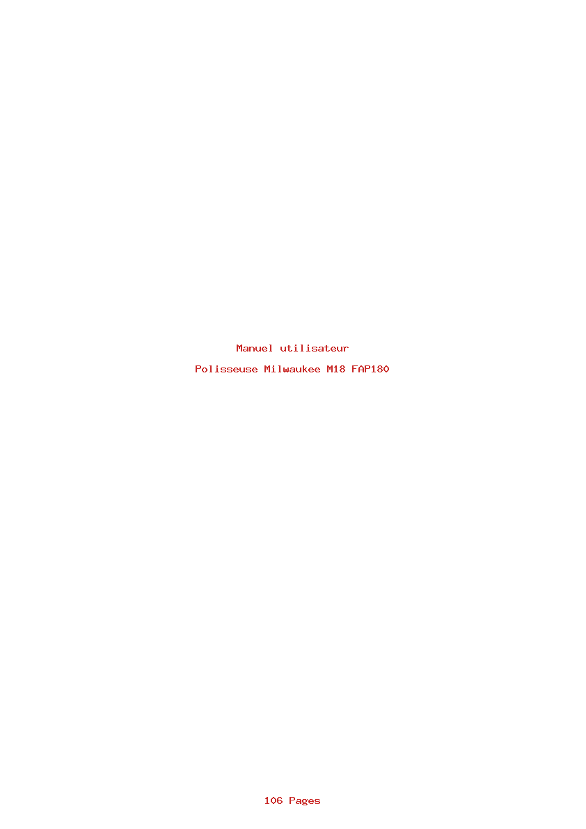 Page 1 de la notice Manuel utilisateur Milwaukee M18 FAP180