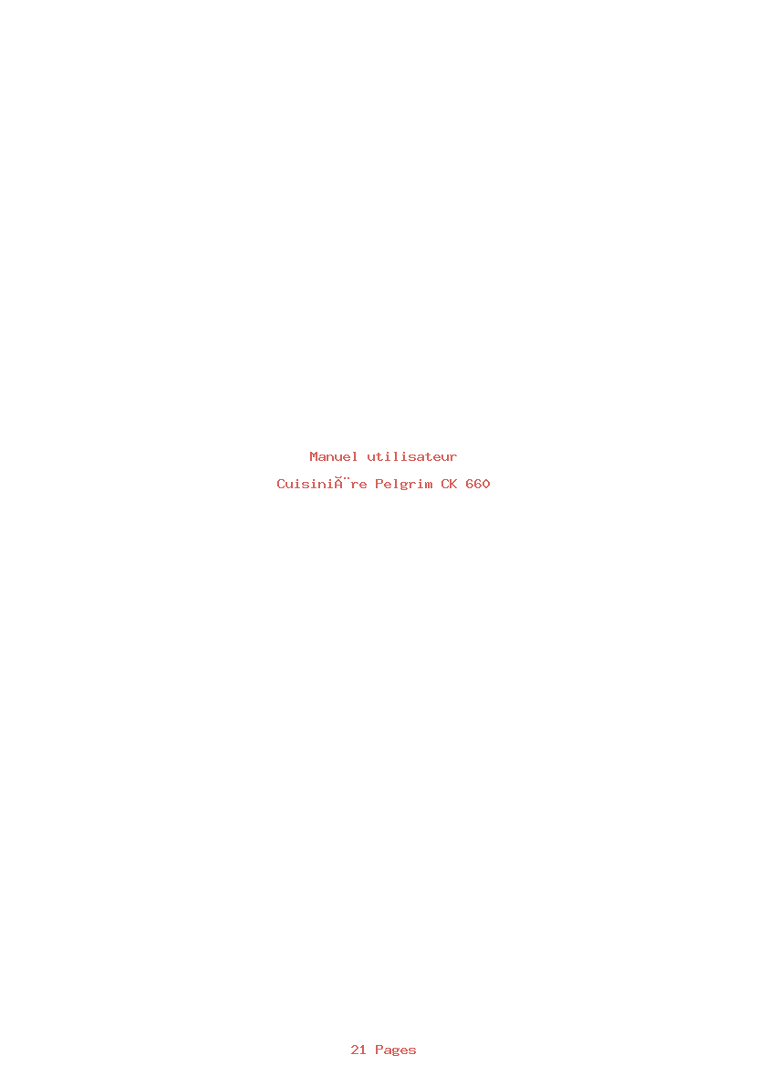 Page 1 de la notice Manuel utilisateur Pelgrim CK 660