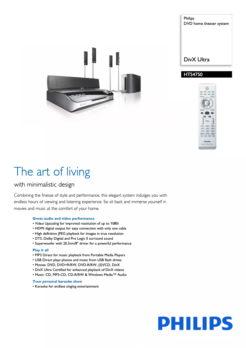 Image de la première page du manuel de l'appareil DVD Home Theater System