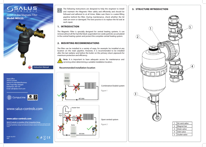 Page 1 de la notice Manuel utilisateur Salus MD22S
