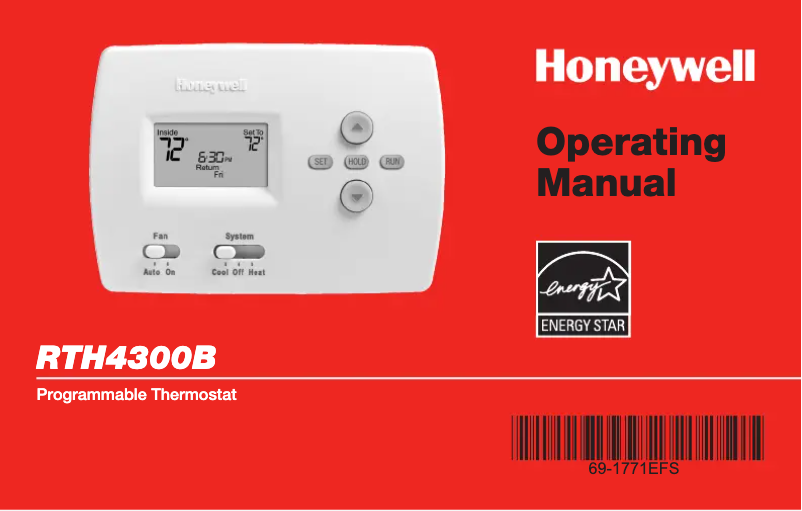Page 1 de la notice Manuel utilisateur Honeywell RTH4300B