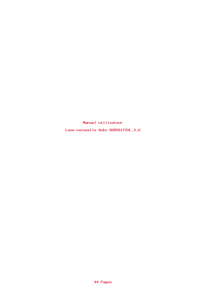 Page 1 de la notice Manuel utilisateur Asko DOD561TXXL.S.U