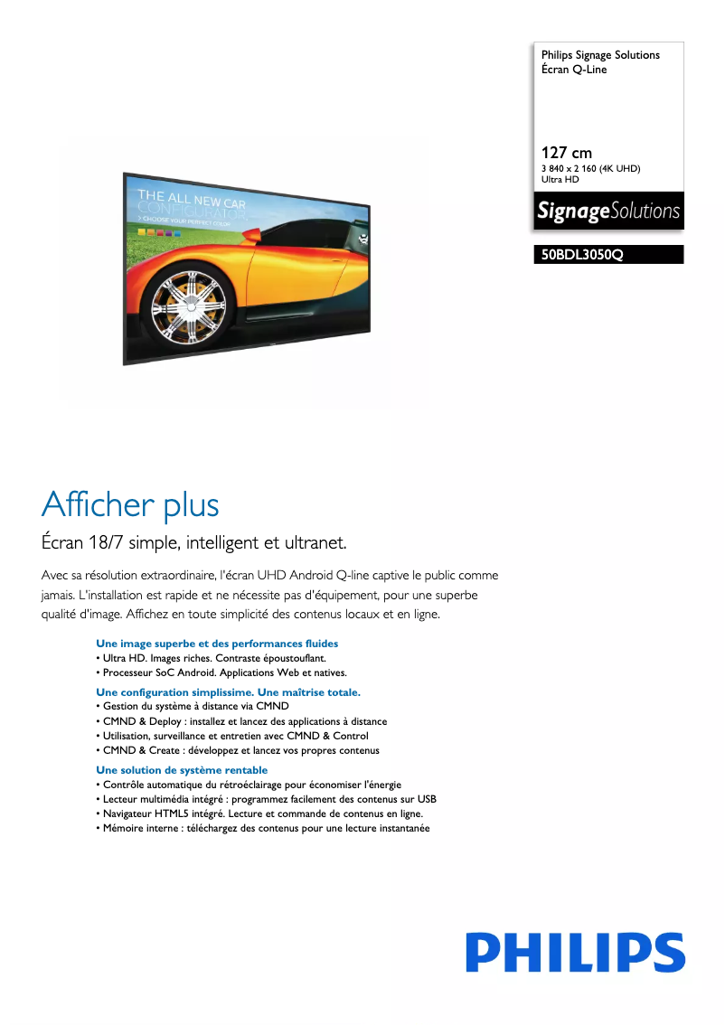 Page n°1 - Fiche technique Philips 50BDL3050Q