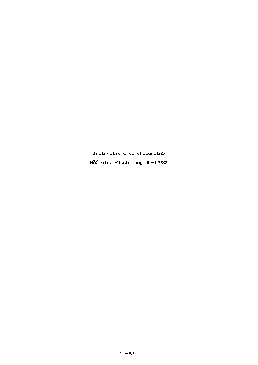 Page 1 de la notice Instructions de sécurité Sony SF-32UX2