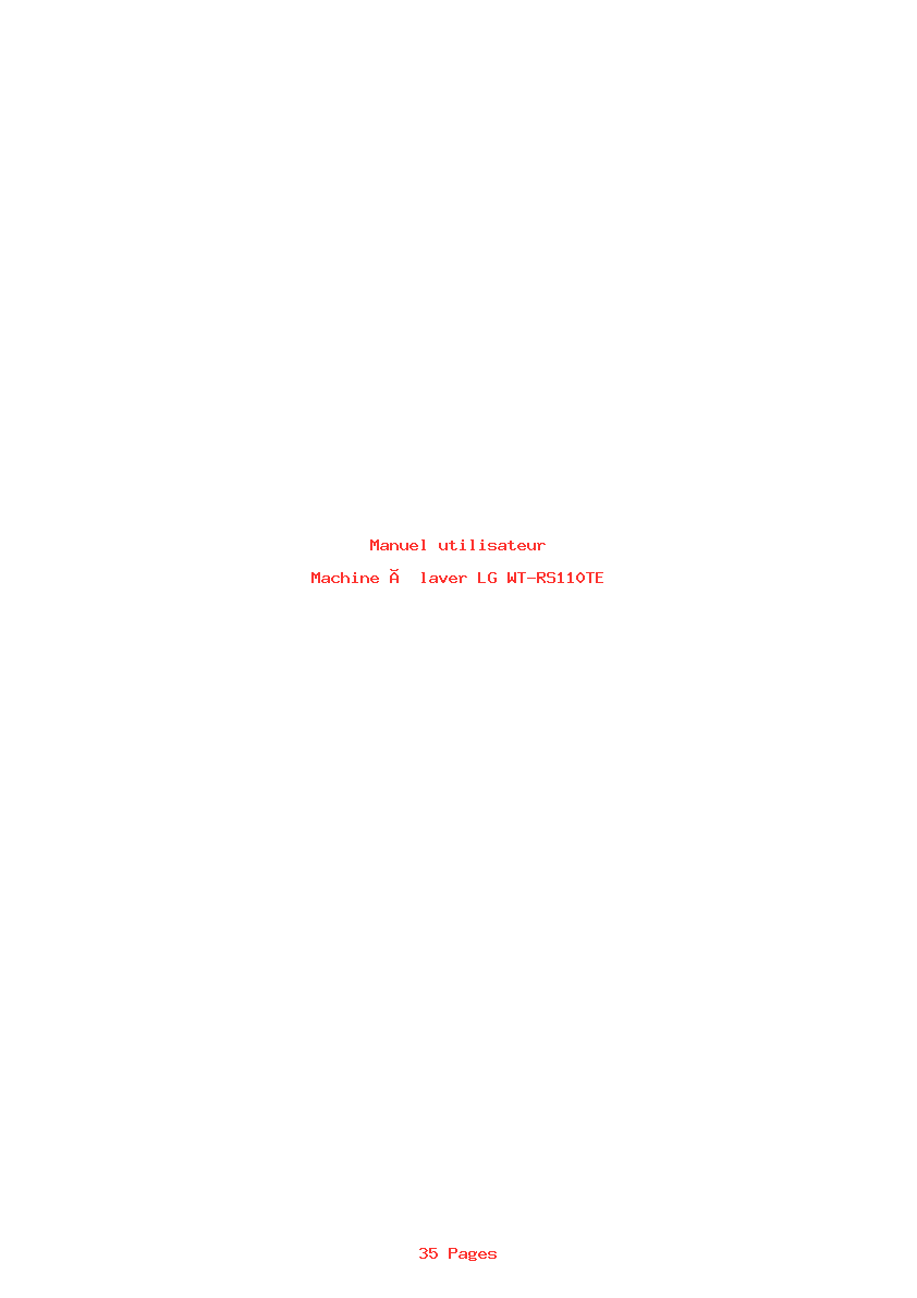 Page 1 de la notice Manuel utilisateur LG WT-RS110TE