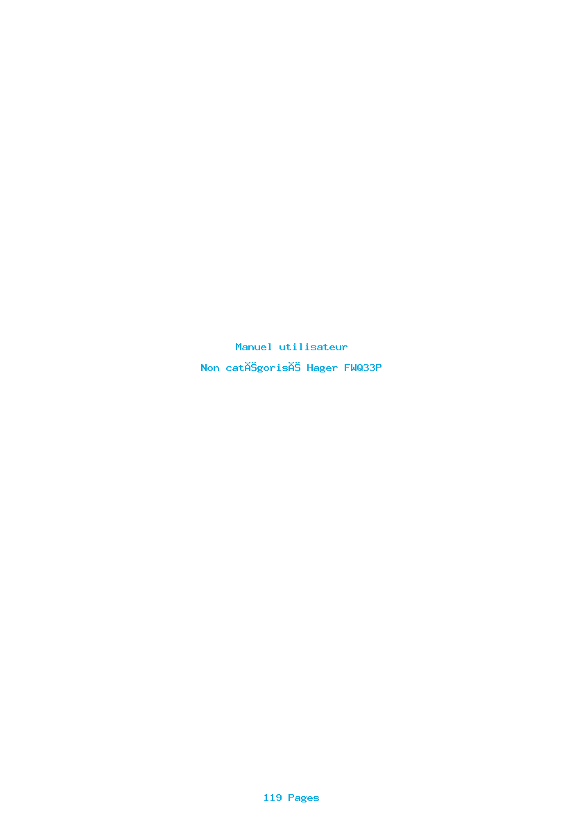Page 1 de la notice Manuel utilisateur Hager FWQ33P