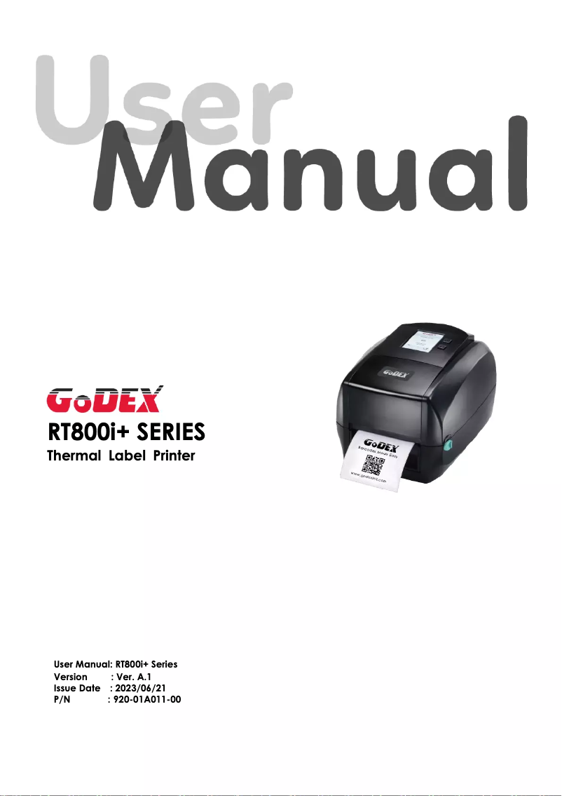 Page 1 de la notice Manuel utilisateur Godex RT833i+