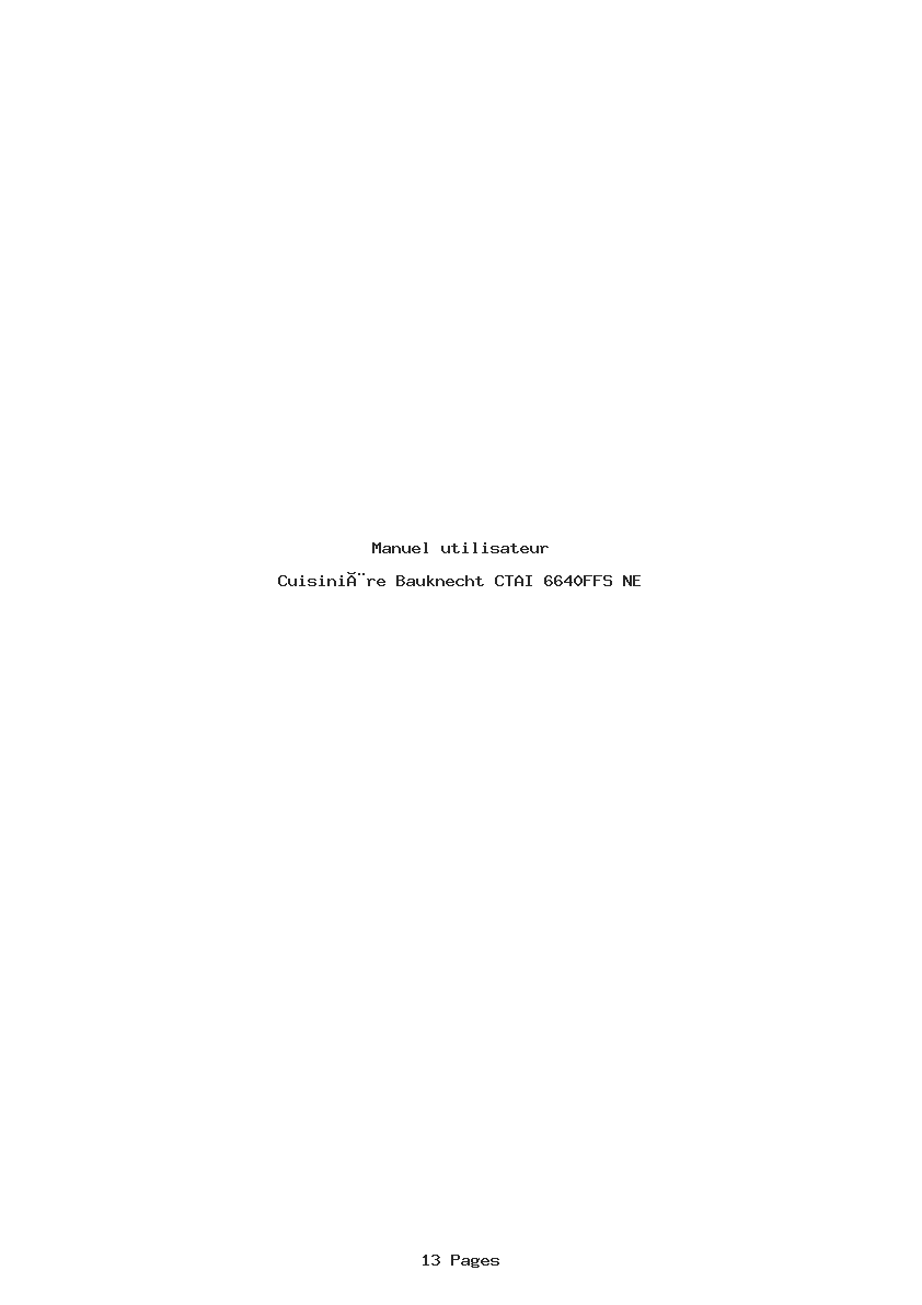 Page 1 de la notice Manuel utilisateur Bauknecht CTAI 6640FFS NE