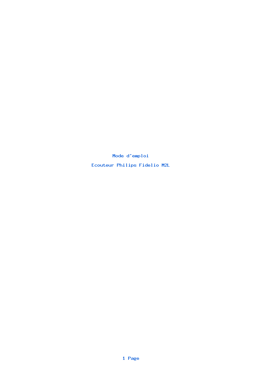 Page 1 de la notice Mode d'emploi Philips Fidelio M2L