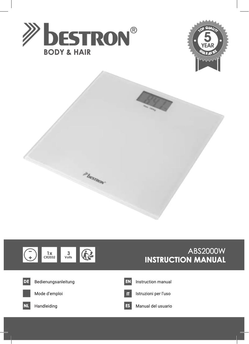 Page 1 of the manual User Manual Bestron ABS2000W