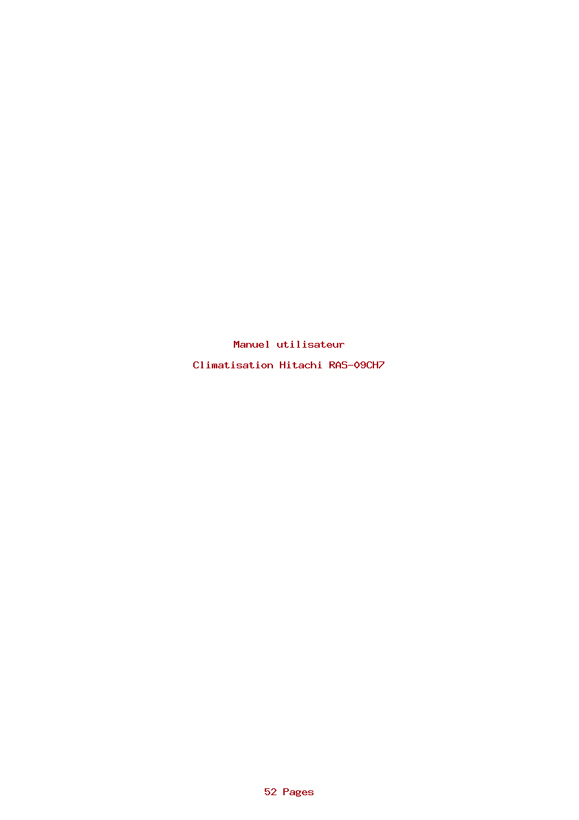 Page 1 de la notice Manuel utilisateur Hitachi RAS-09CH7