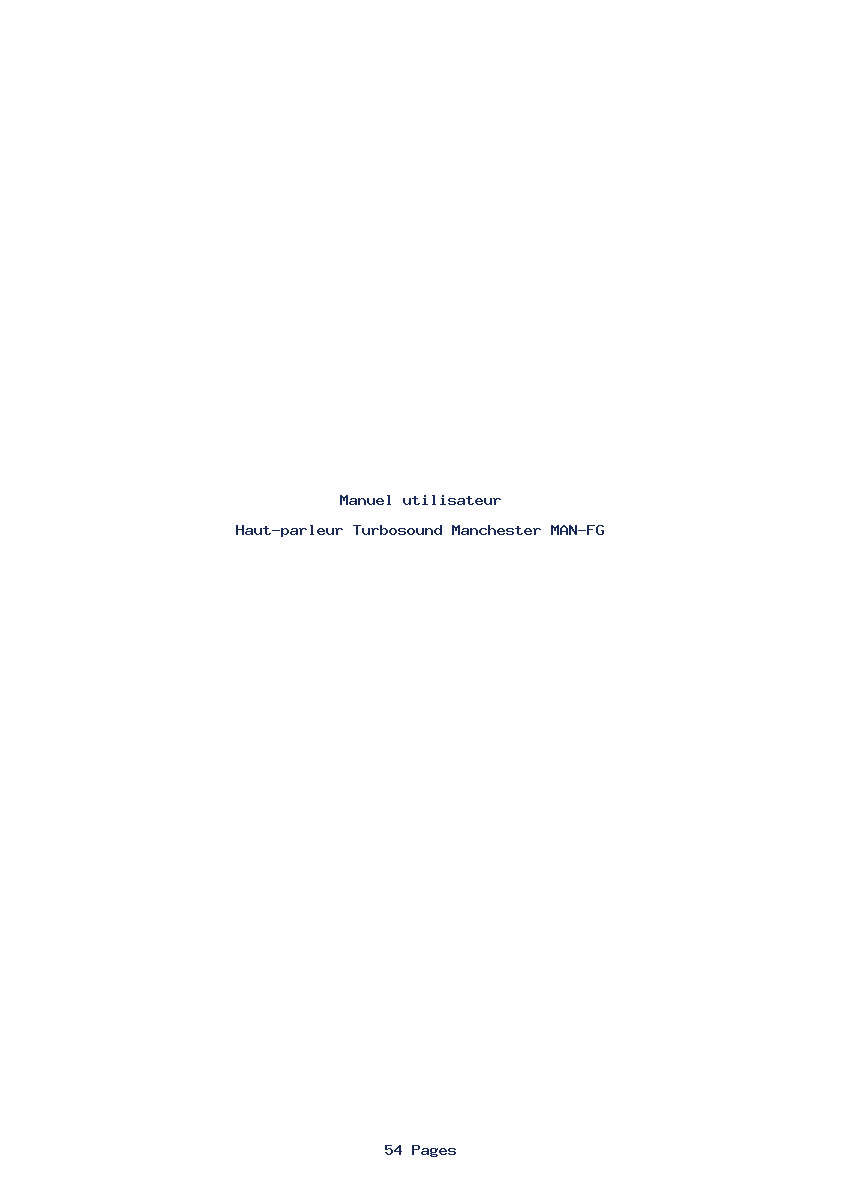 Page 1 de la notice Manuel utilisateur Turbosound Manchester MAN-FG