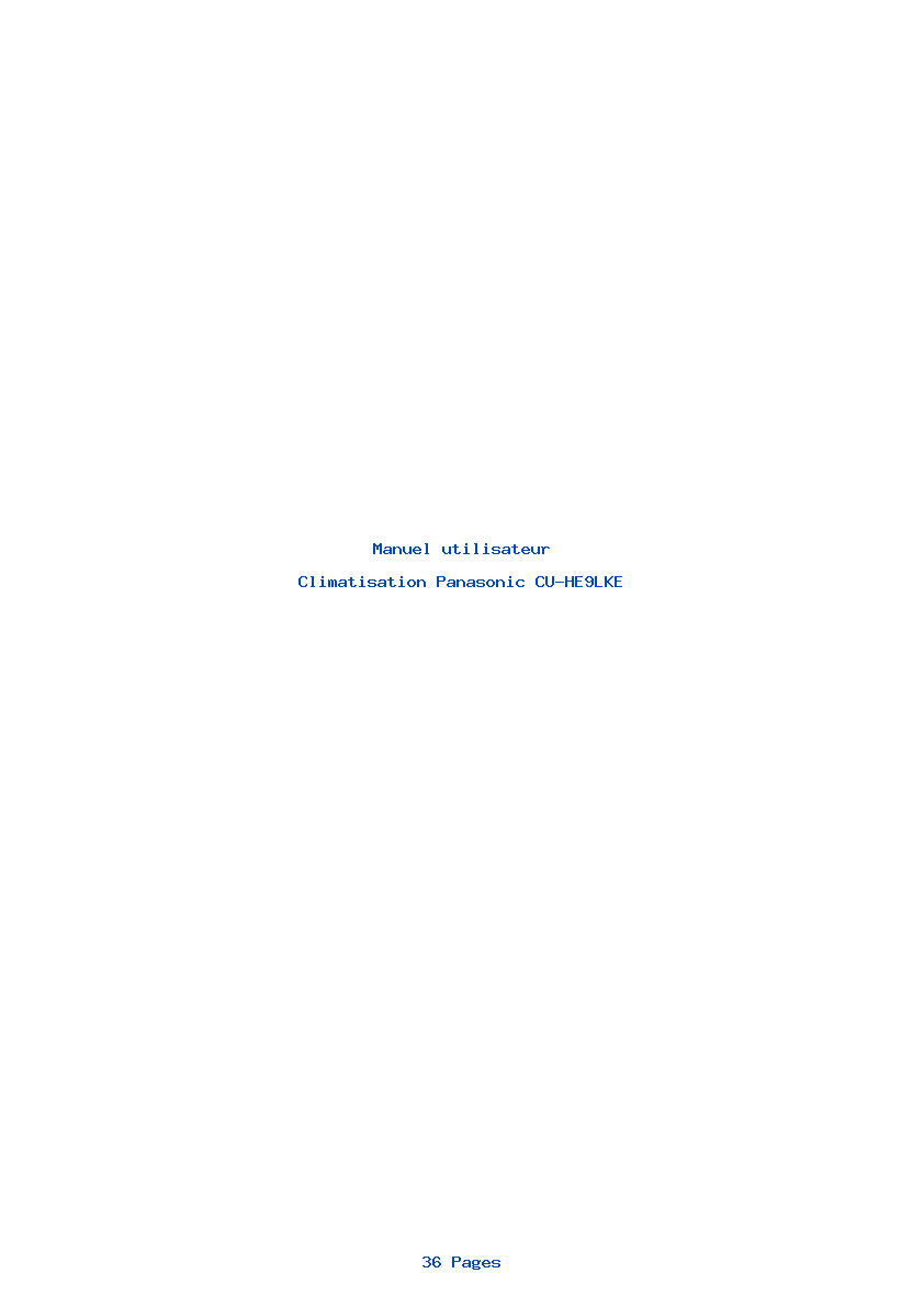 Page 1 de la notice Manuel utilisateur Panasonic CU-HE9LKE