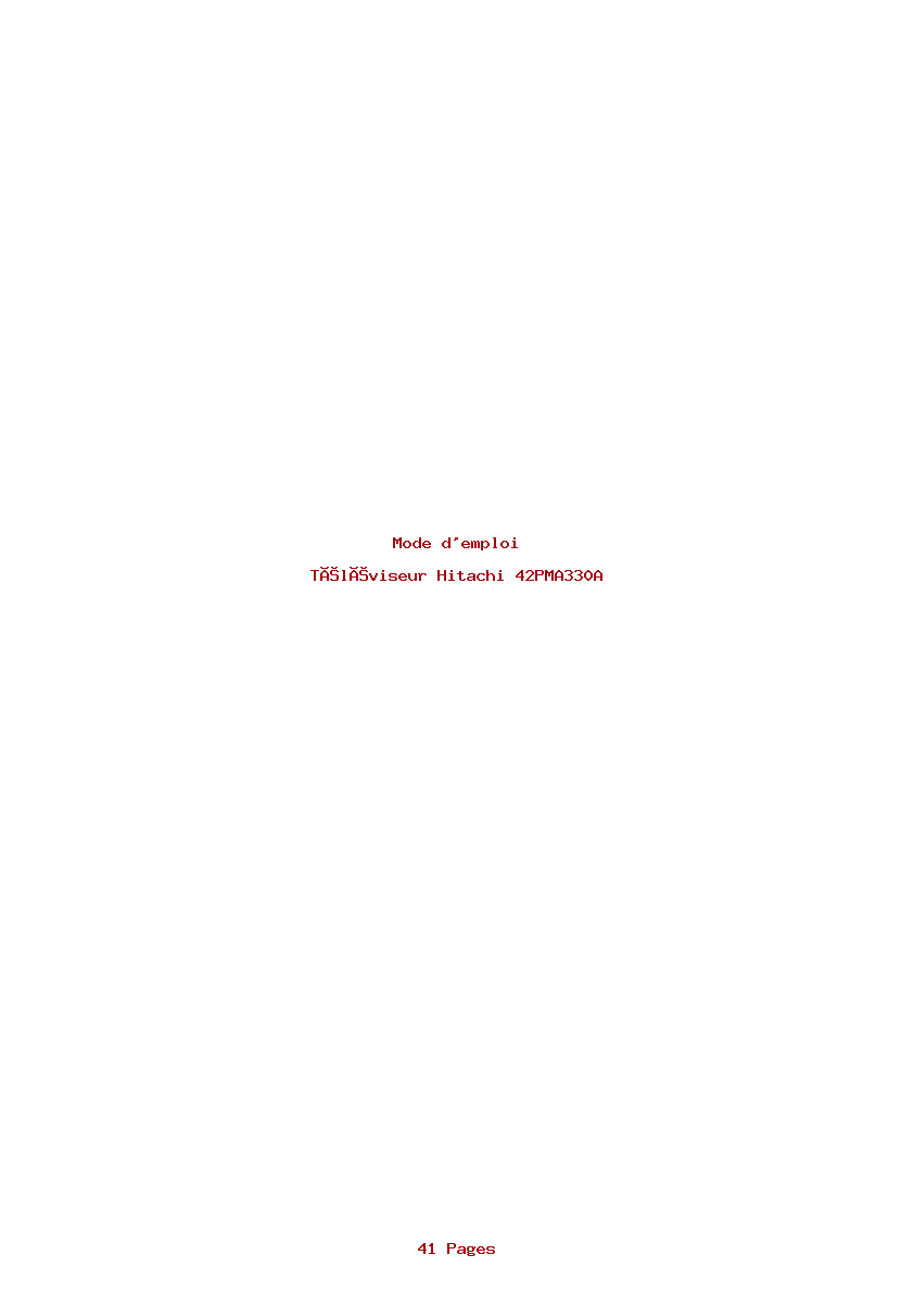 Image de la première page du manuel de l'appareil 42PMA330A
