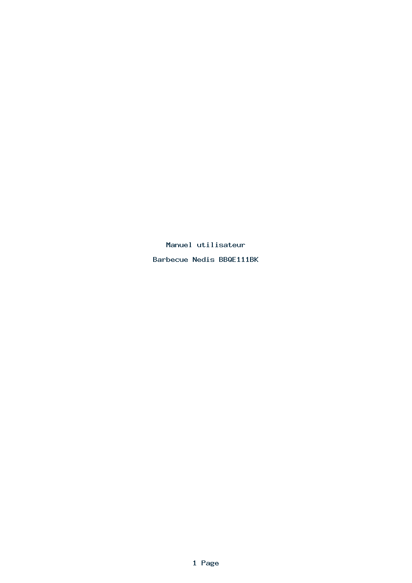 Page 1 de la notice Manuel utilisateur Nedis BBQE111BK