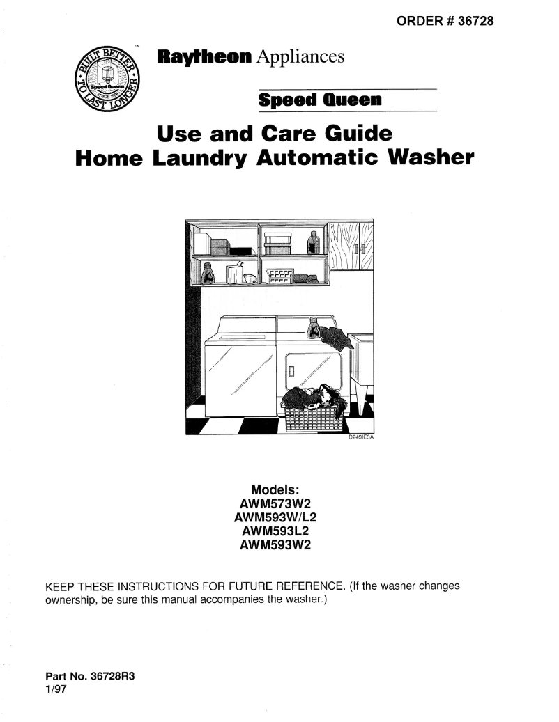 Página 1 del manual Manual de usuario Speed Queen AWM593L2