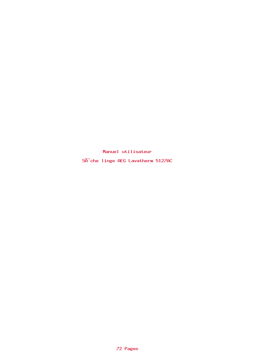 Page 1 de la notice Manuel utilisateur AEG Lavatherm 5127AC