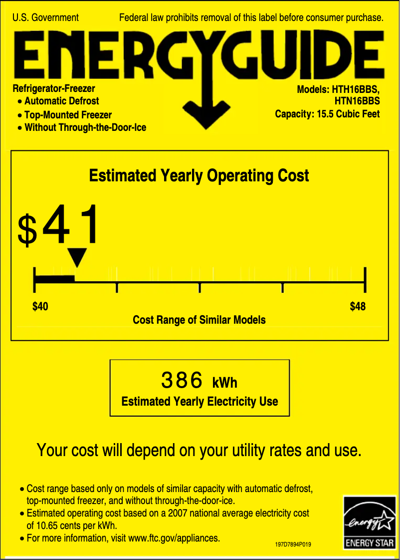 Página 1 del manual Etiqueta energética Hotpoint HTN16BBSWW