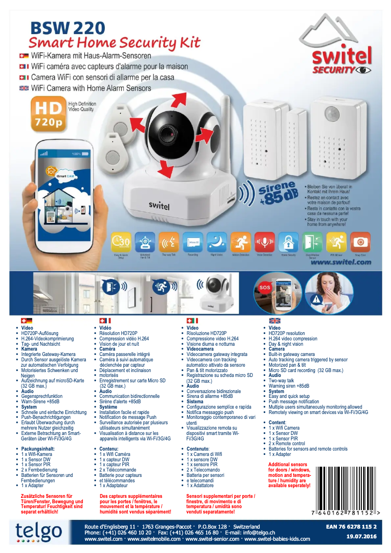 Page 1 de la notice Fiche technique Switel BSW 220