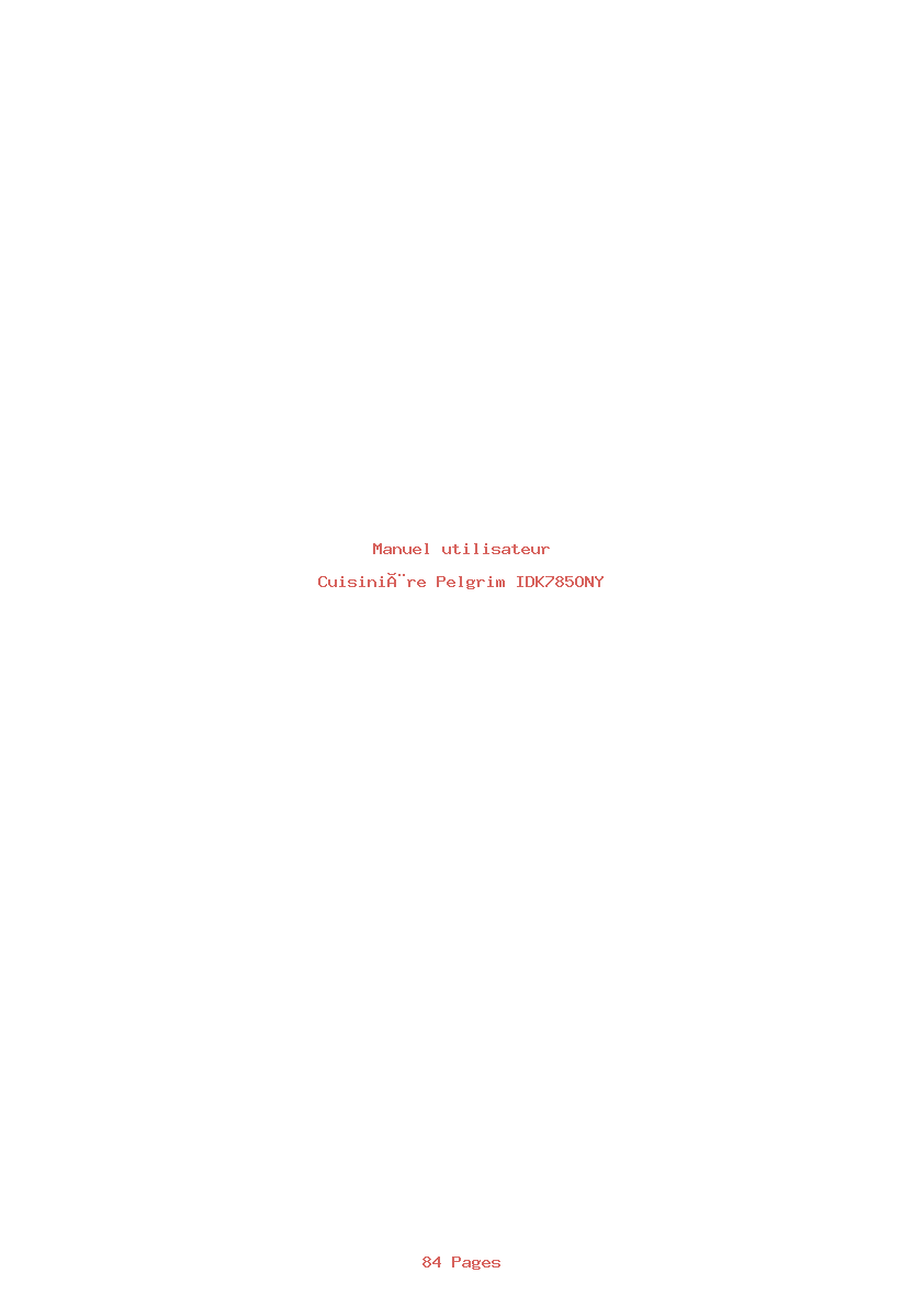 Page 1 de la notice Manuel utilisateur Pelgrim IDK785ONY