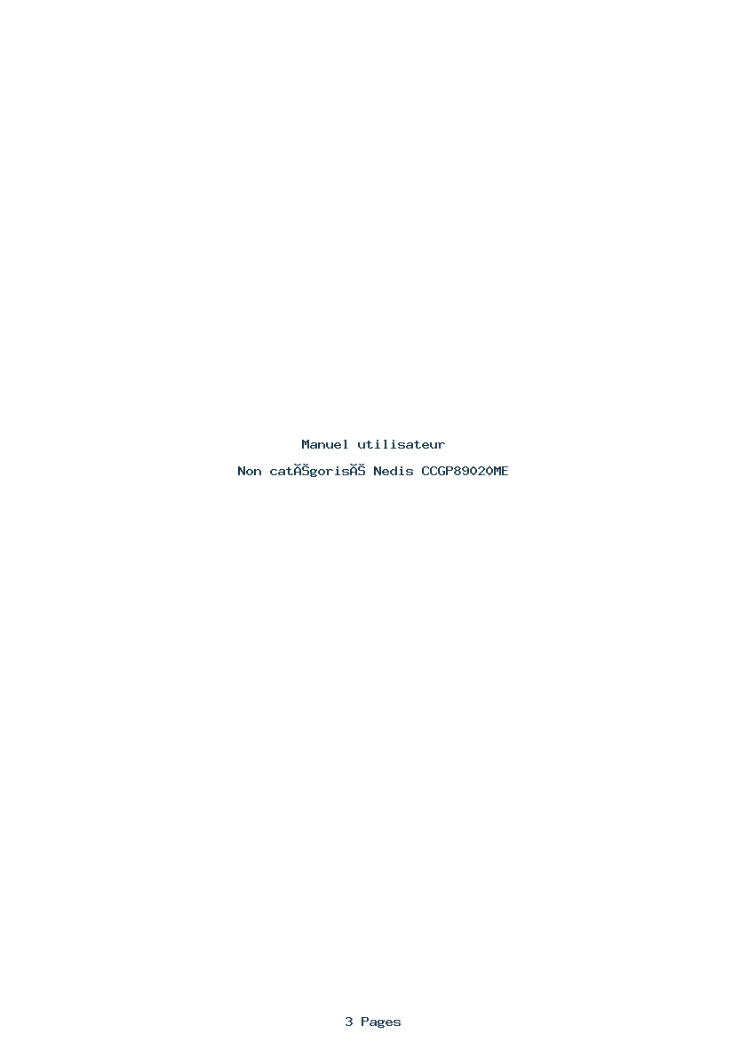 Page 1 de la notice Manuel utilisateur Nedis CCGP89020ME
