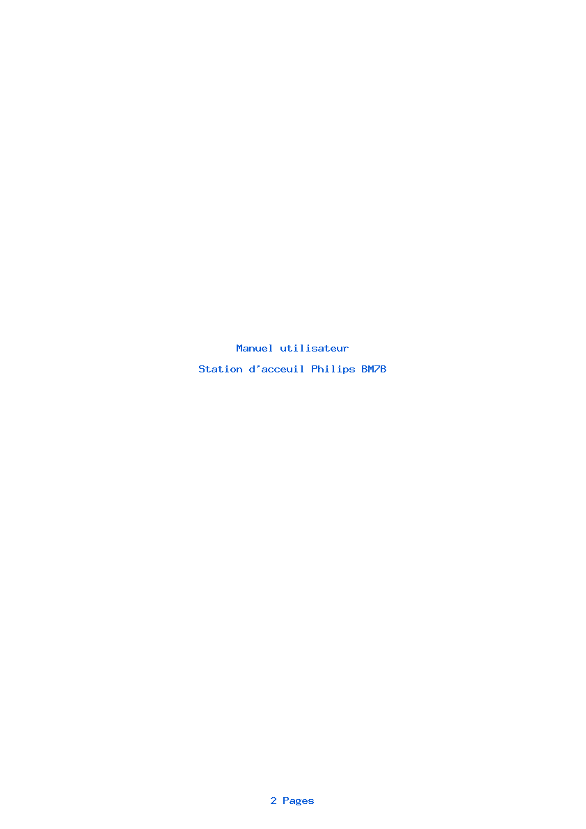 Page 1 de la notice Manuel utilisateur Philips BM7B